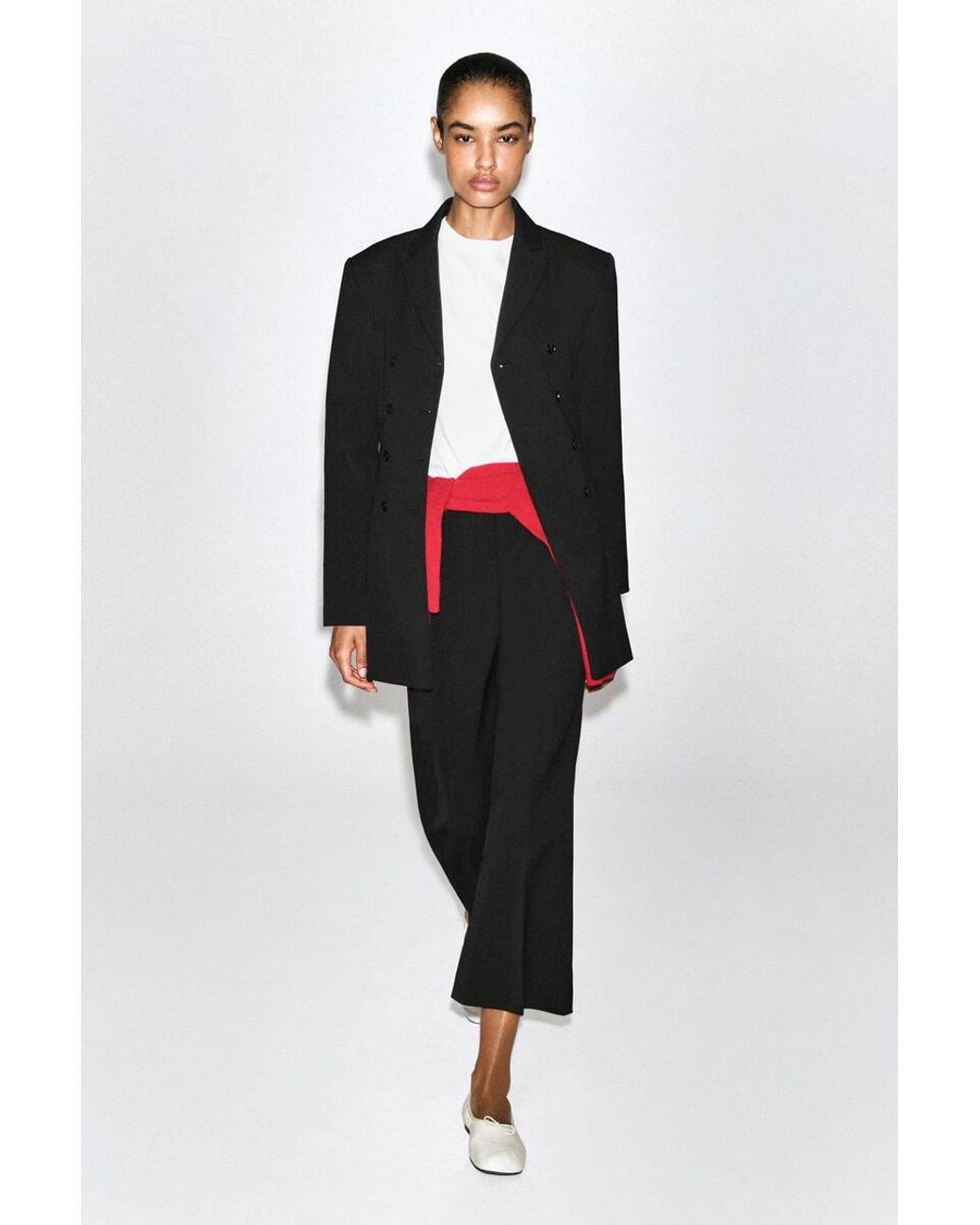 COS Black Cropped Flared Trousers