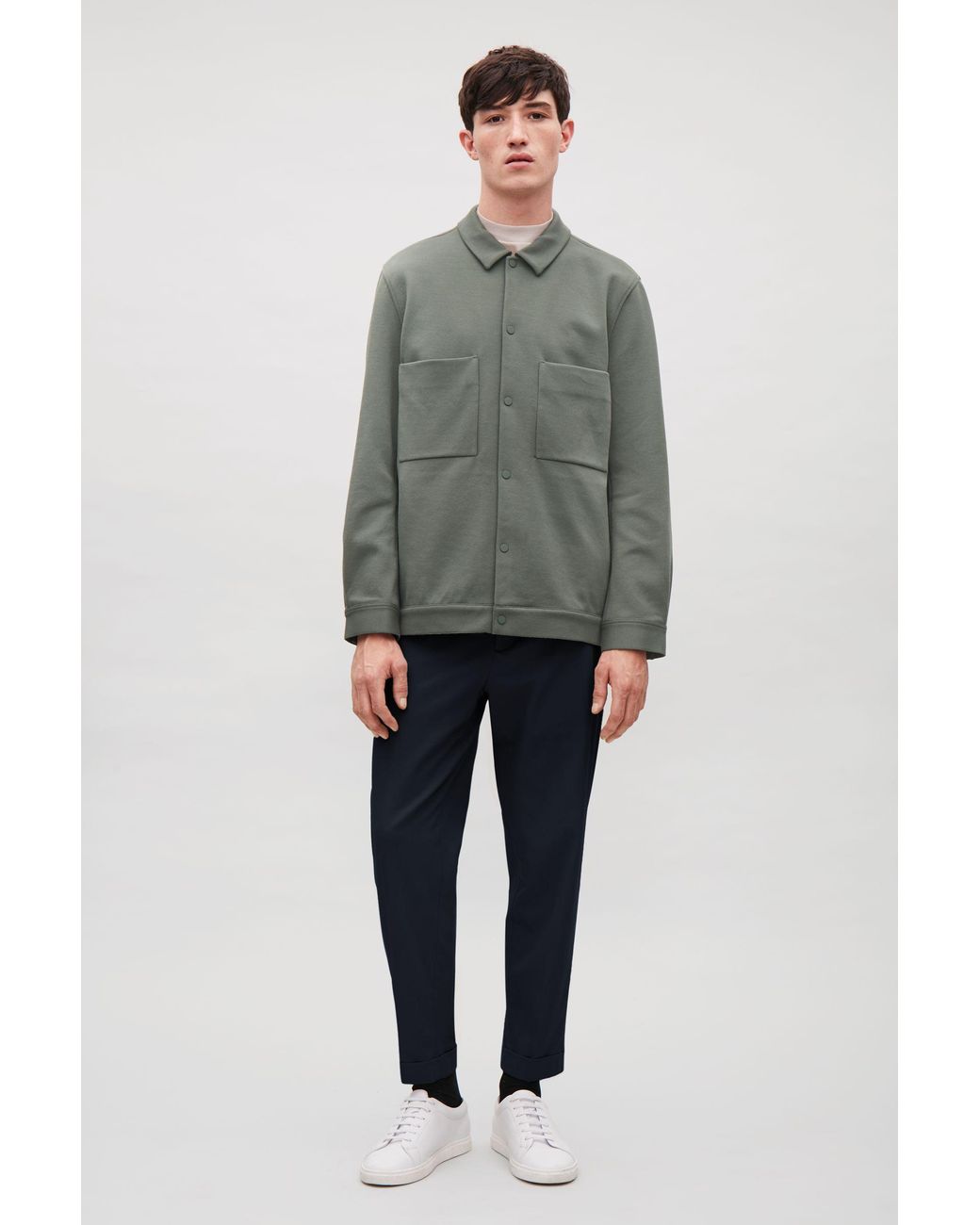 COS Twill Shirt Jacket in Green for Men | Lyst