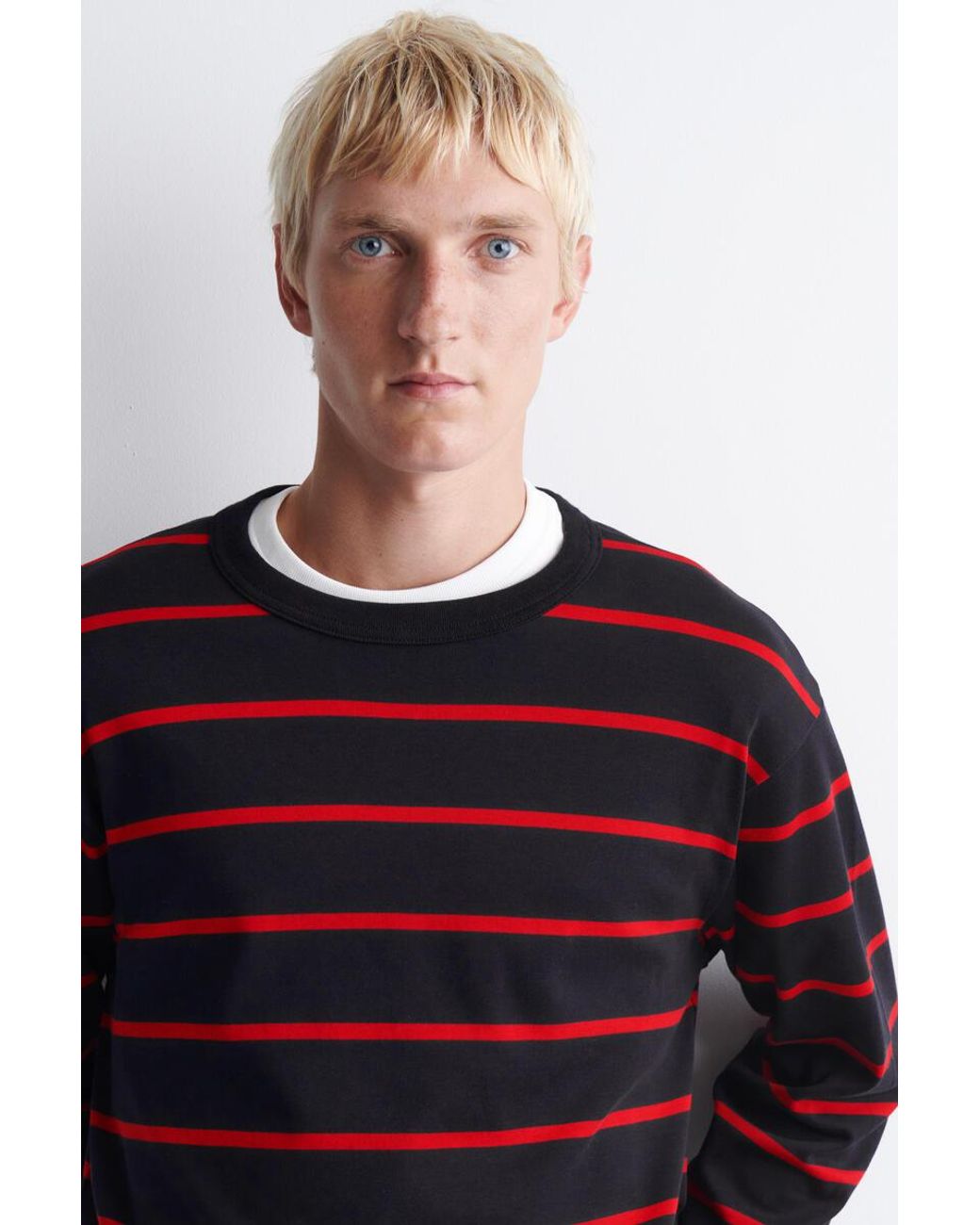 COS Red Relaxed Jersey Interlock Long-Sleeved T-Shirt for men