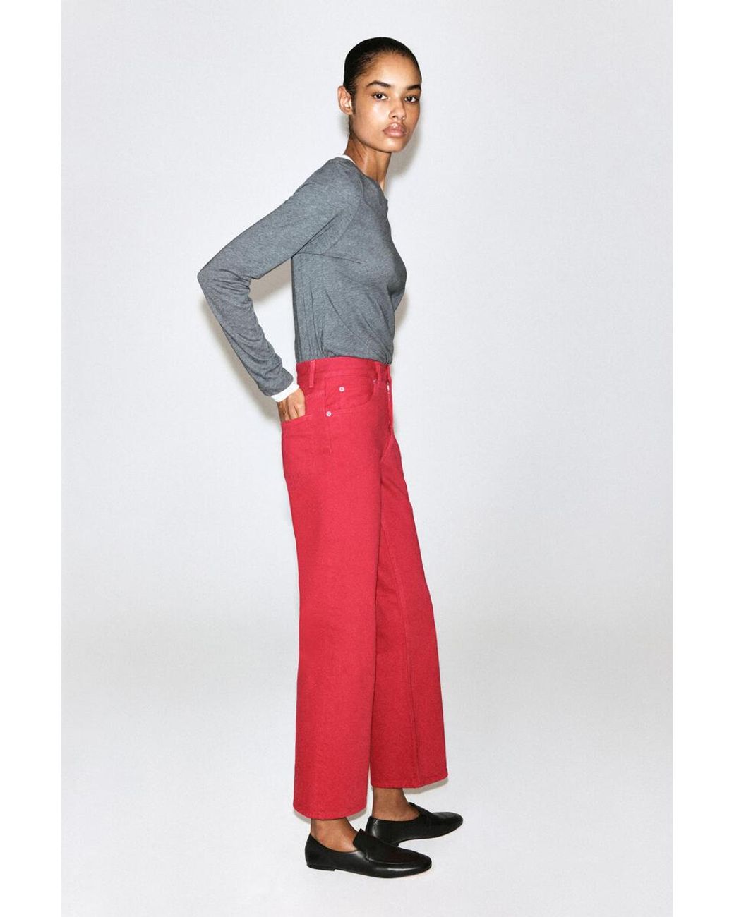 COS Red Valley Cropped Bootcut Jeans