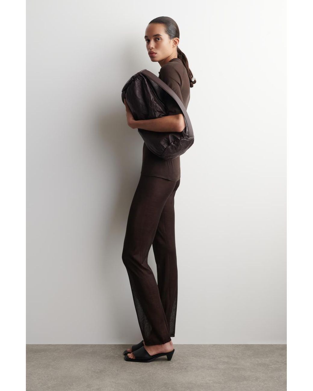 COS Black Seamless Sheer Knitted Silk Pants