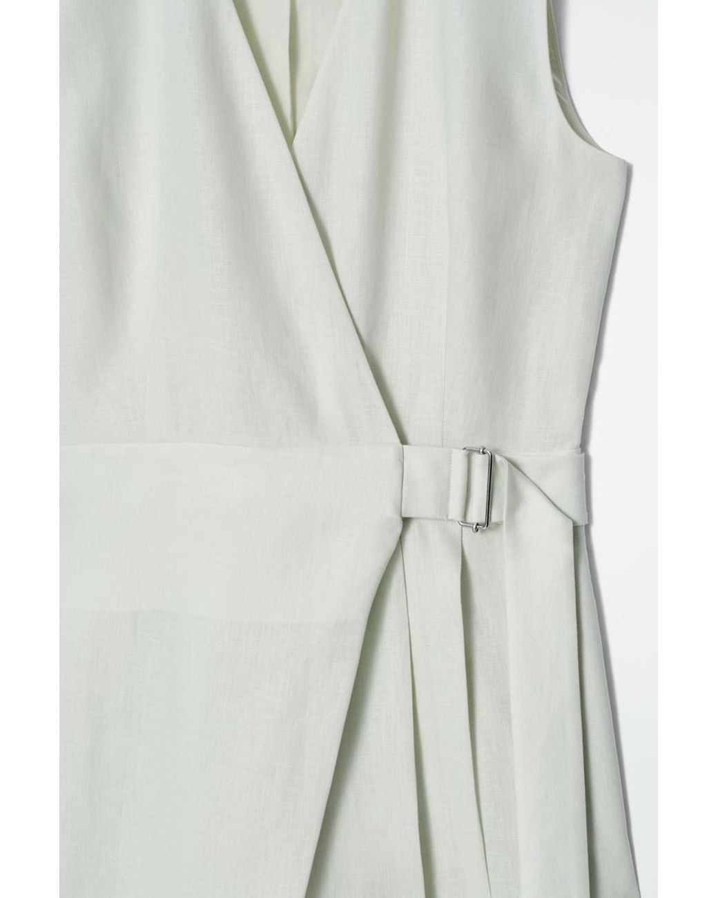 COS Wrap-Front Linen Jumpsuit in White | Lyst