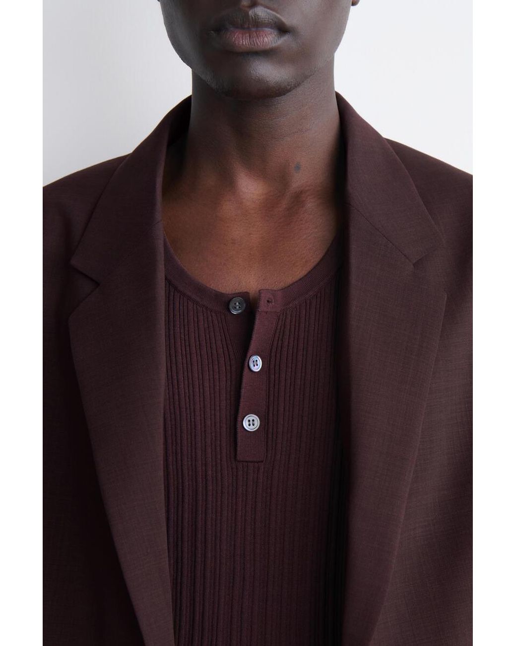 COS Purple Silk-Cotton Henley Tank Top for men