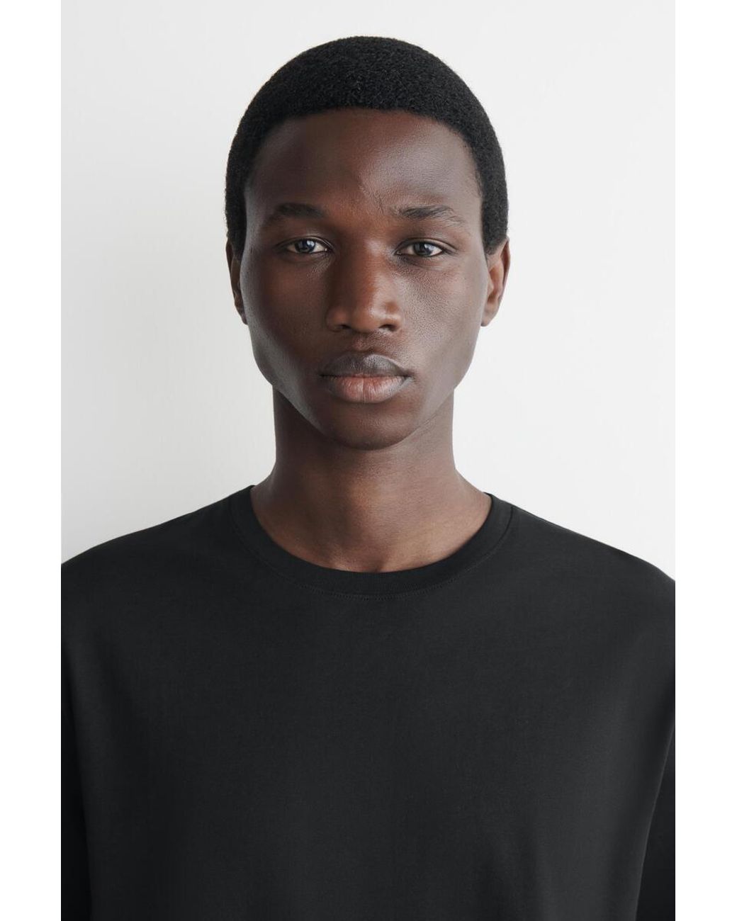 COS Black Cotton Crew-Neck T-Shirt for men