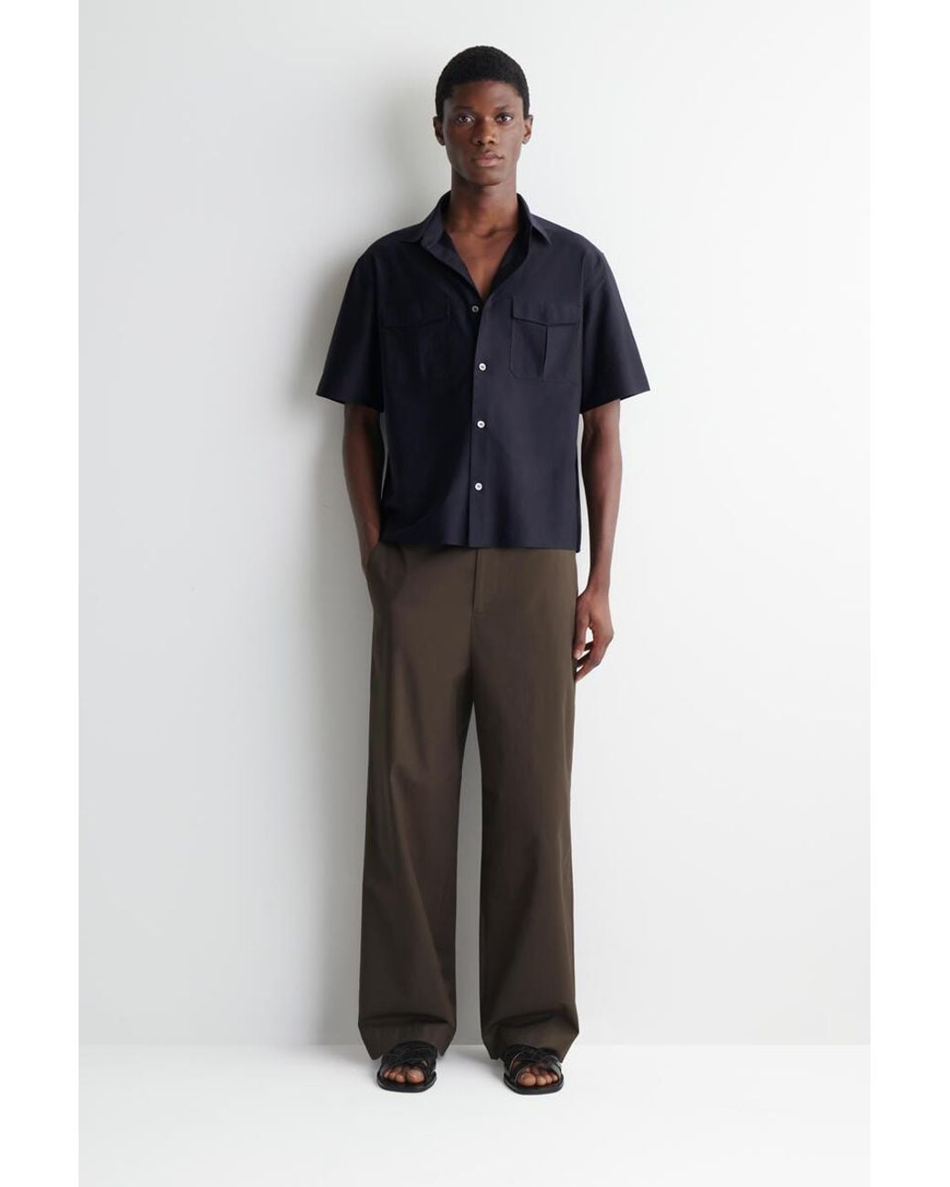 COS Blue Striped Cotton Jacquard Shirt for men