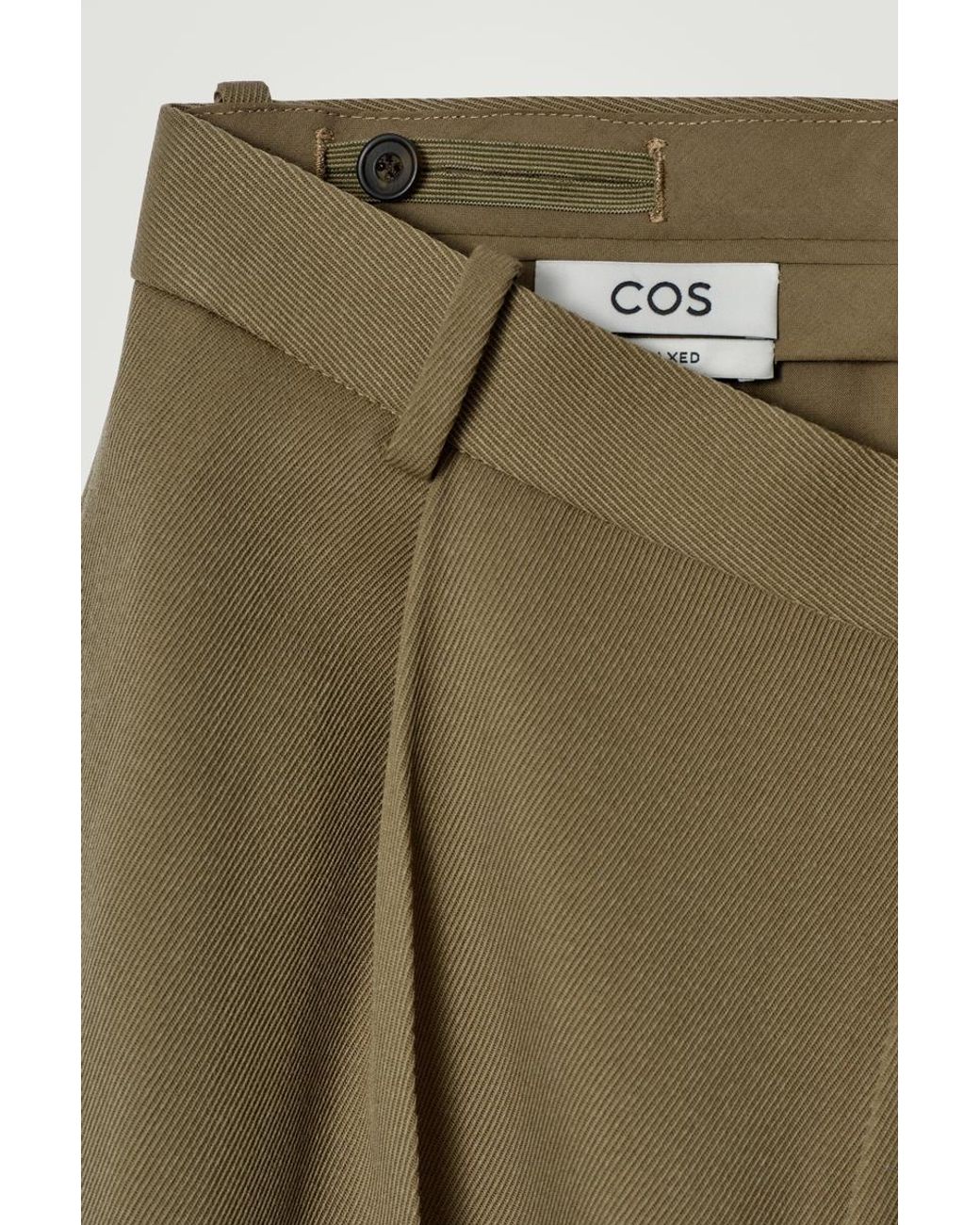 COS Green Wool-Twill Turn-Up Trousers for men
