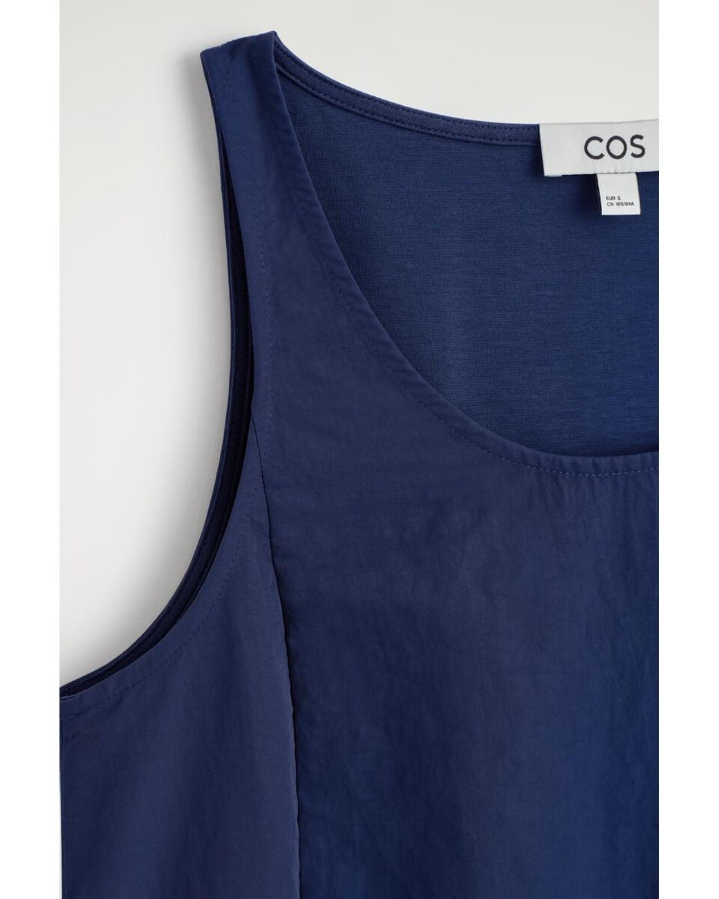 COS Blue Jersey-Panelled Nylon Mini Dress