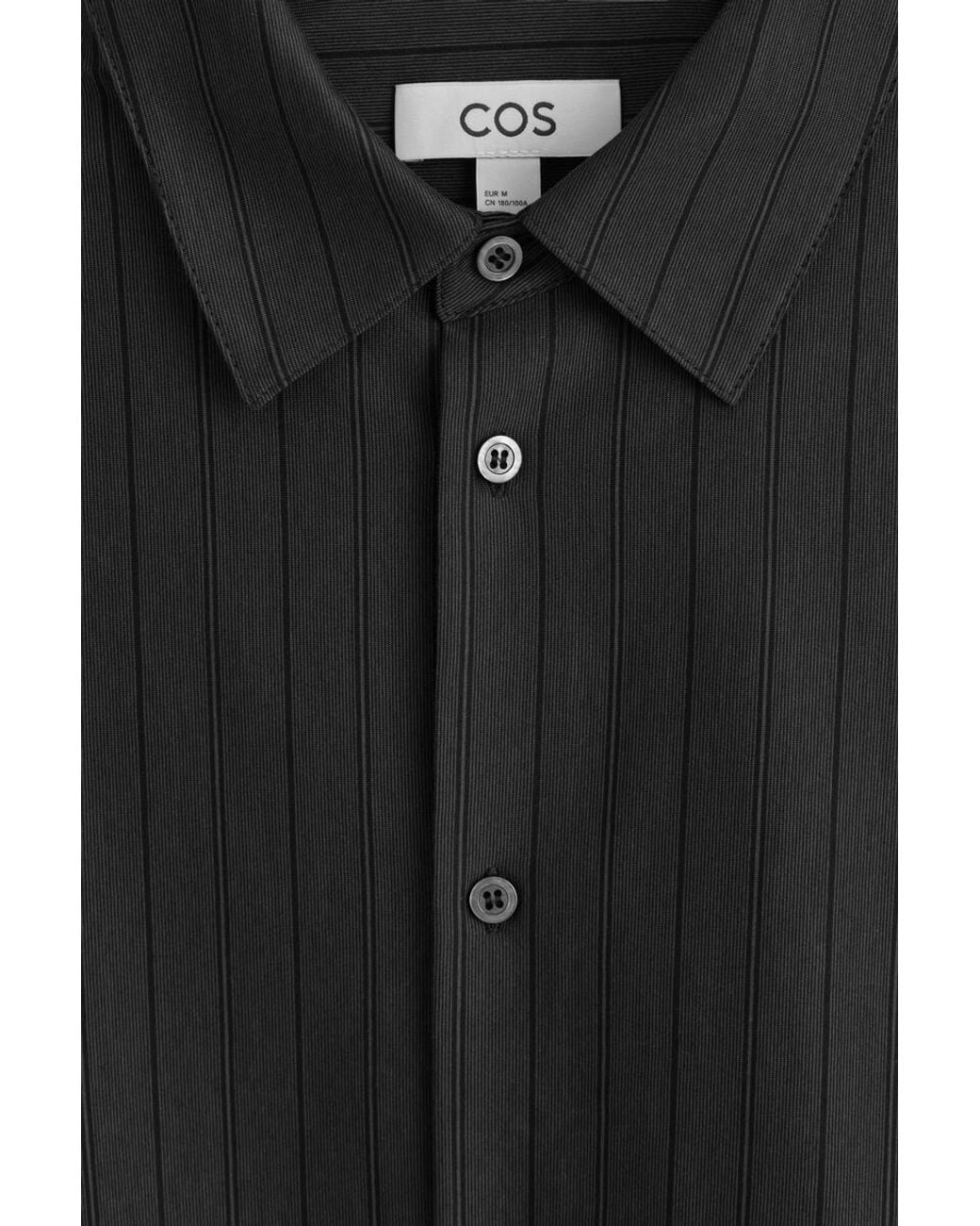 COS Black Striped Cotton-Jersey Shirt for men