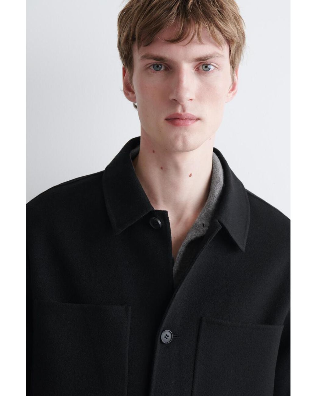 COS Black Double-Faced Wool Overshirt for men