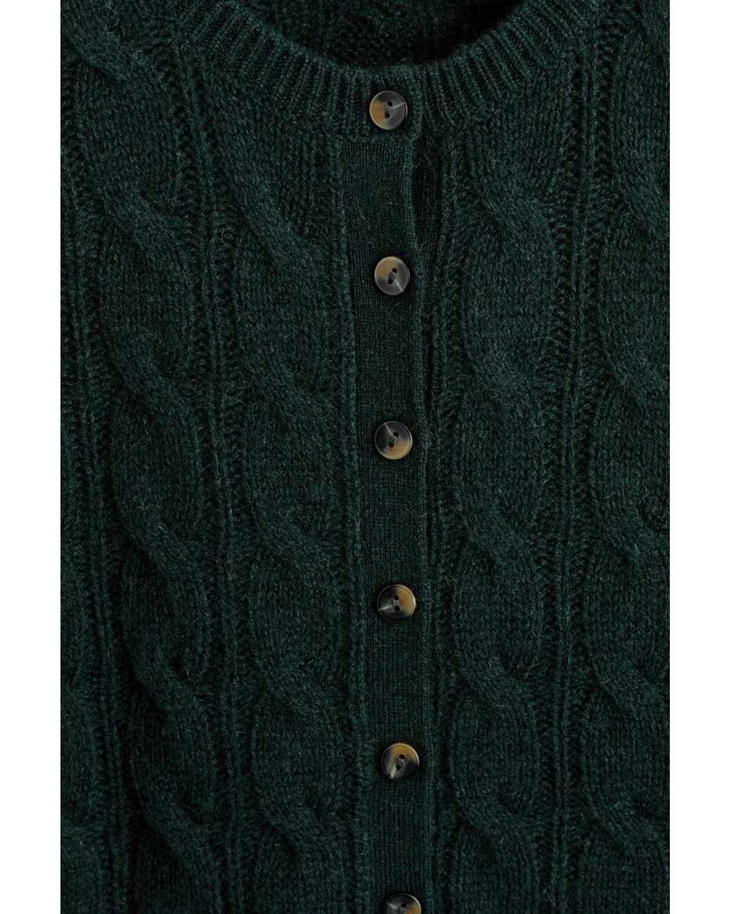 COS Green Cable-Knit Pure Cashmere Cardigan
