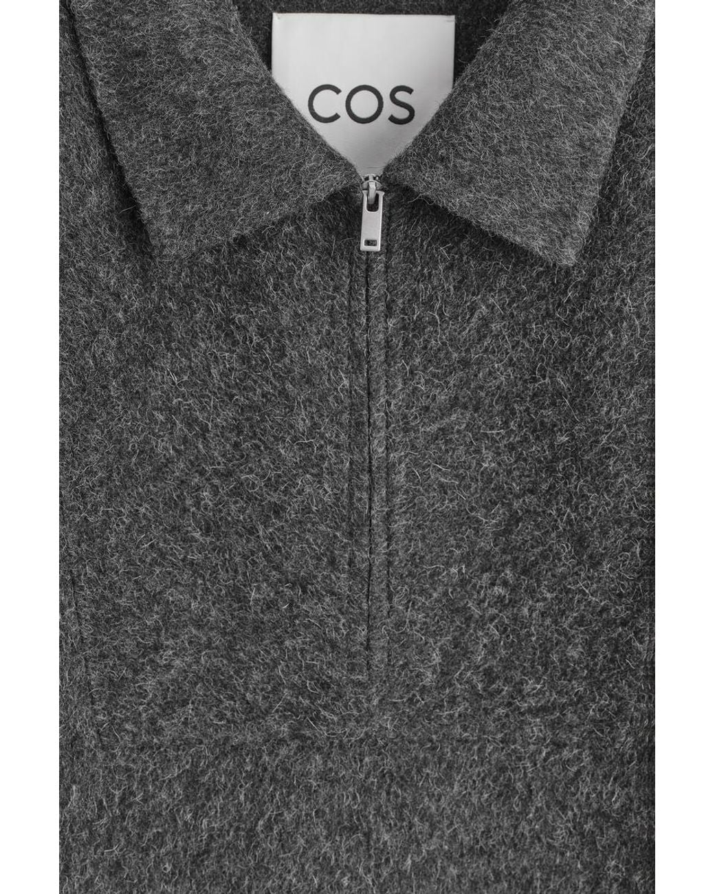 COS Gray Double-Faced Wool-Blend Zip-Up Overshirt for men