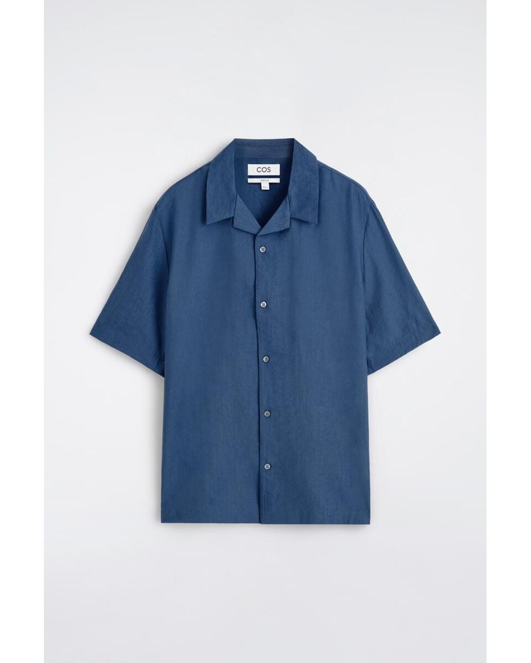 COS Camp-collar Linen Shirt In Blue for men