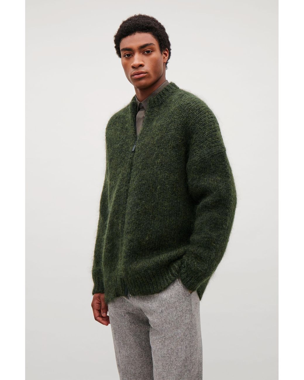 COS Zip up Mohair Cardigan in Green for Men Lyst