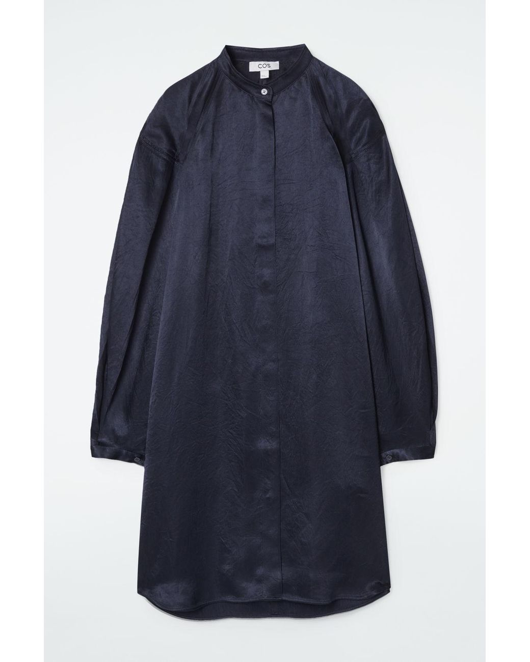 COS Pleated-Detail Satin Midi Dress in Blue | Lyst