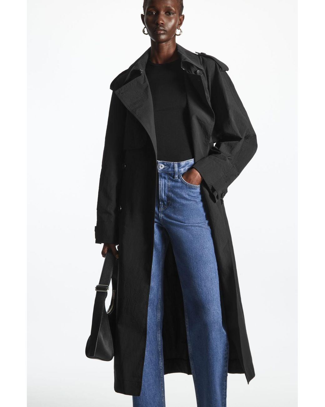 COS Oversized Lightweight Trench Coat in Black | Lyst