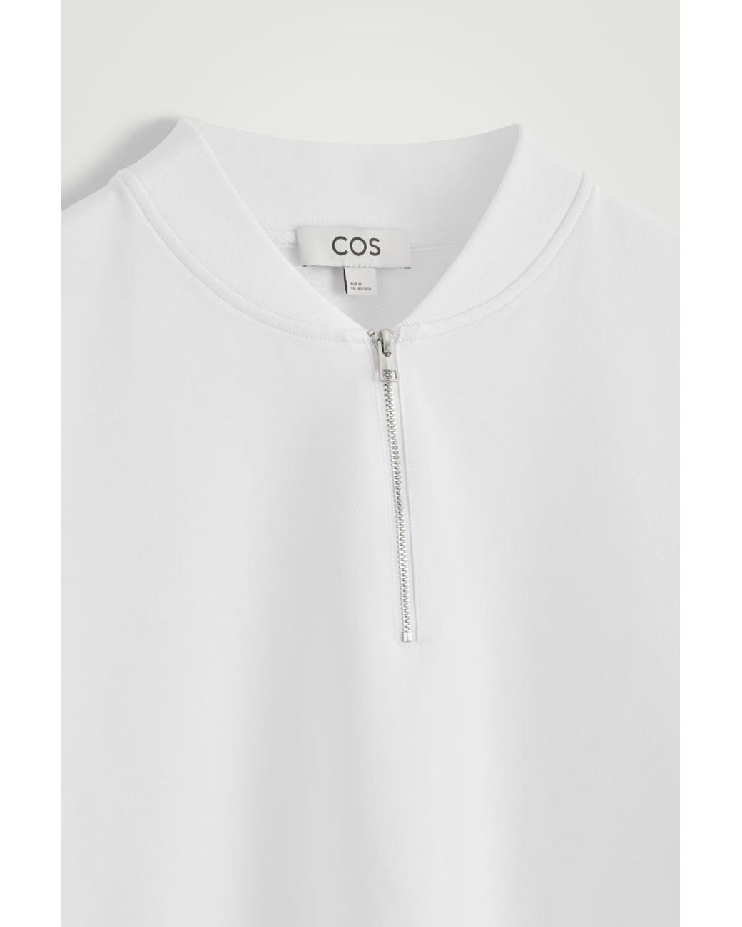 COS White Half-Zip Cotton T-Shirt for men