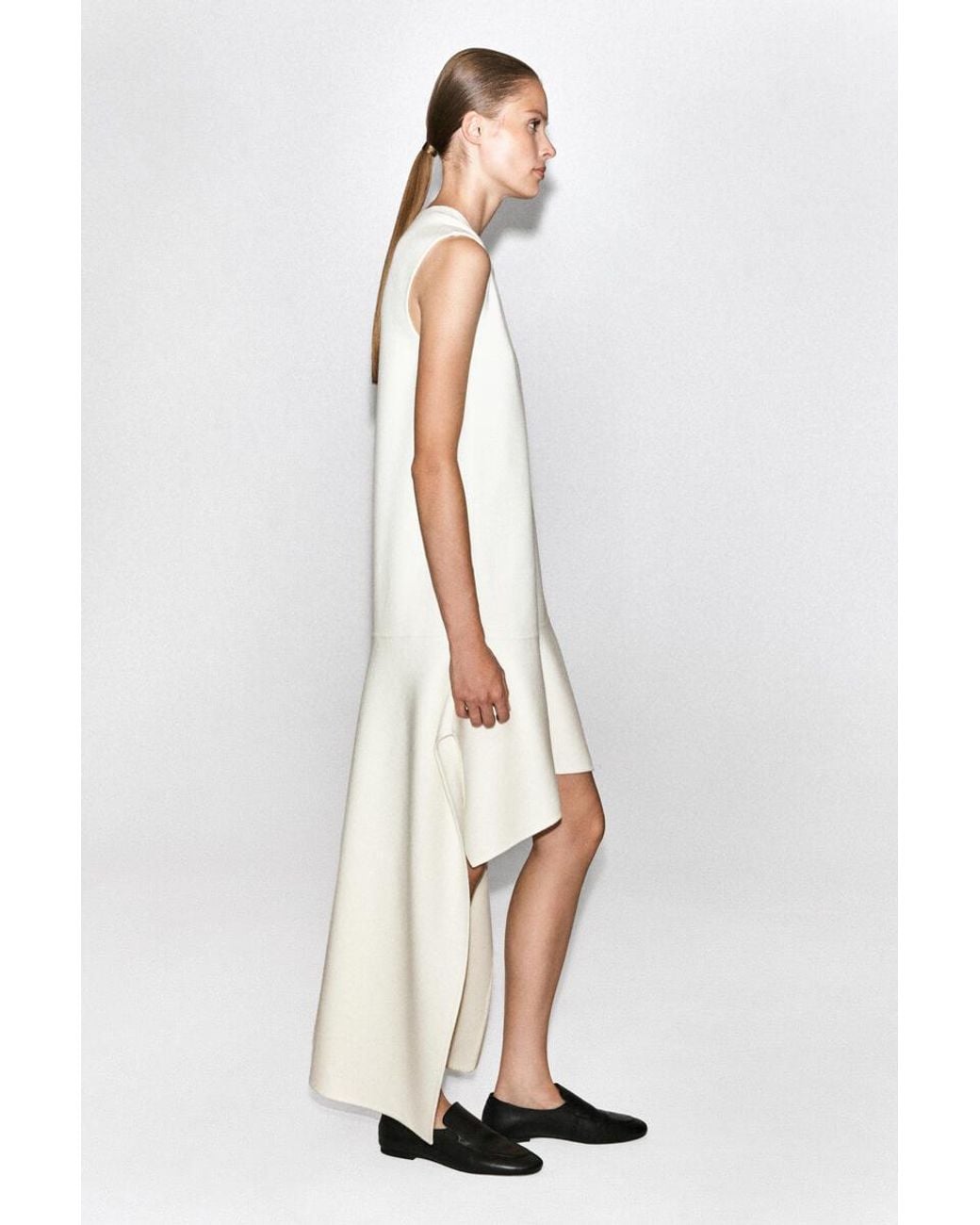 COS Natural Dropped-Waist Double-Faced Wool Dress