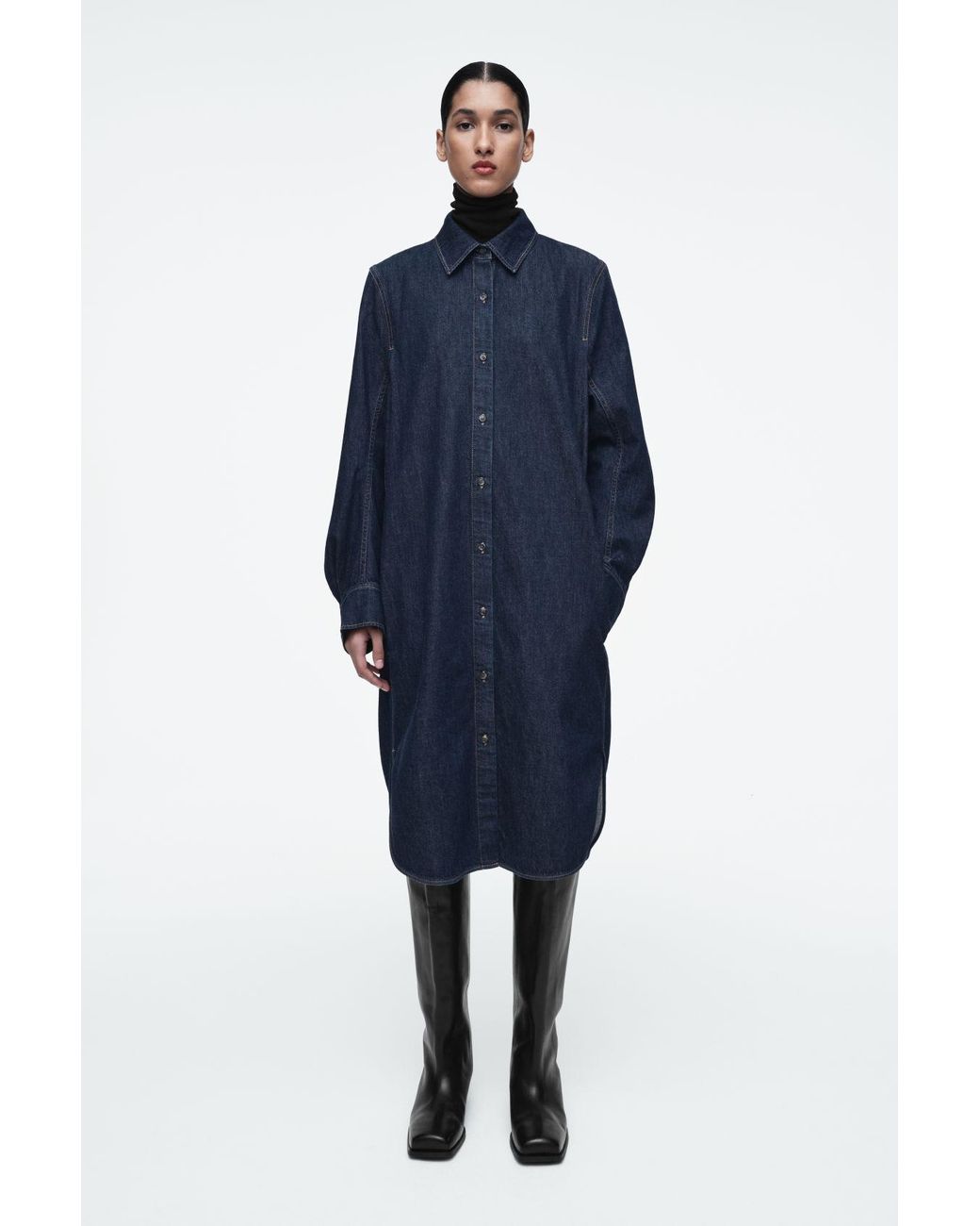 chinese dress ladies Chambray Denim Tourag Bee Dress – Buy Online at The WAYW – www.thewayw.com