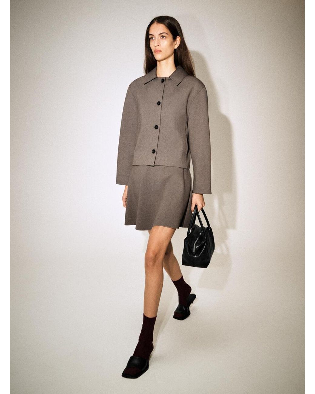 COS Brown Rounded Jersey Jacket