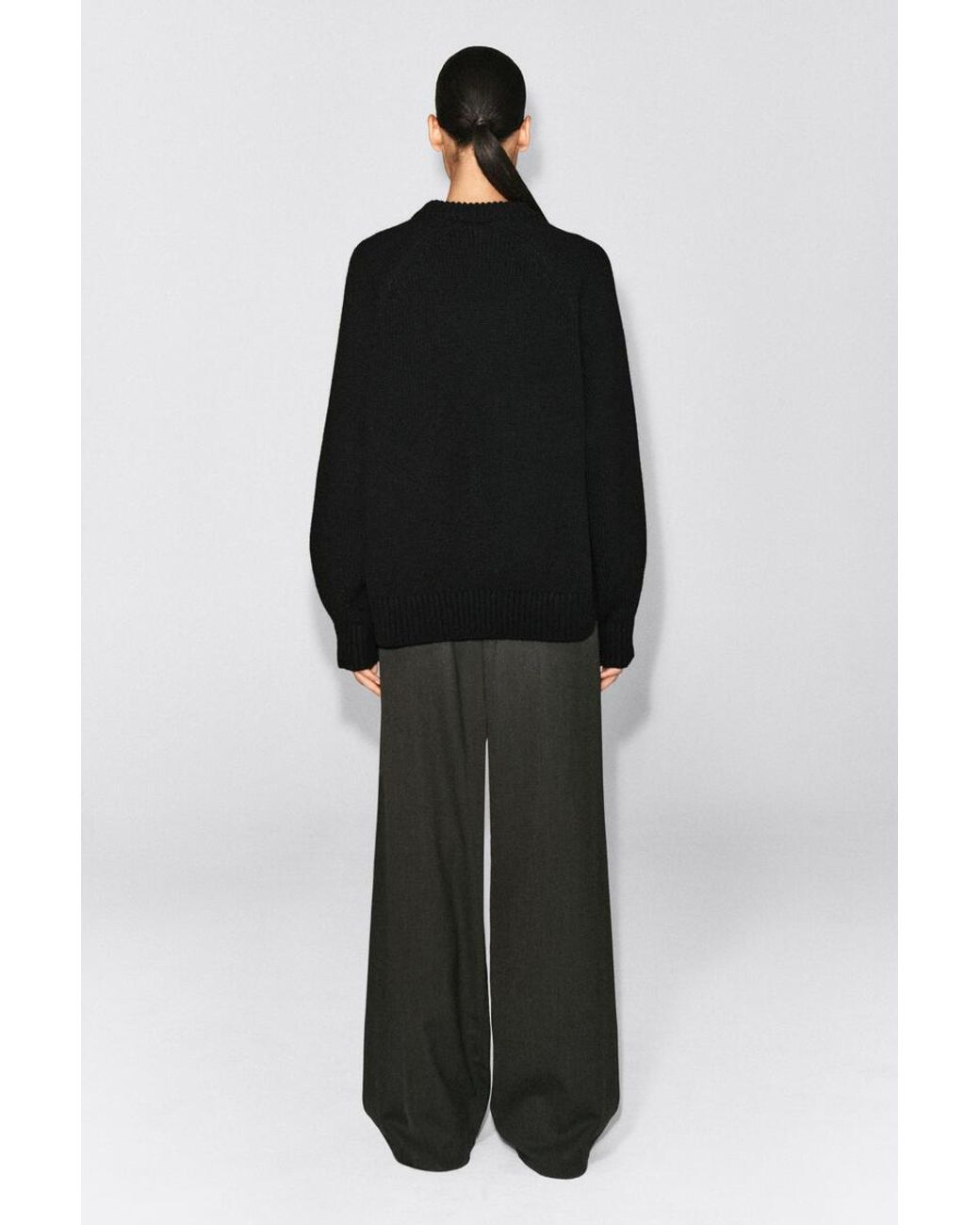 COS Black Rounded Wool Crew-Neck Sweater