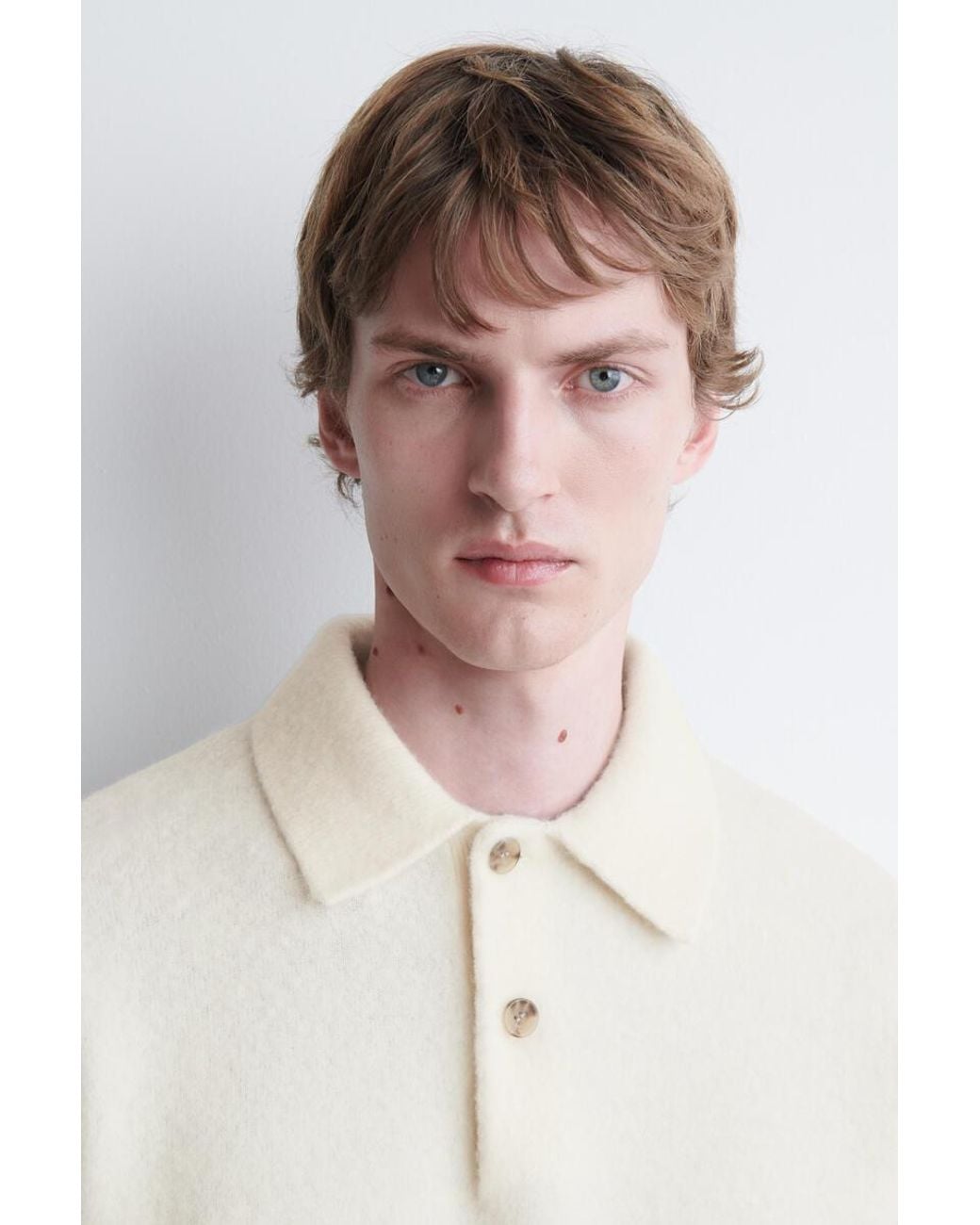 COS White Brushed-Wool Polo Shirt for men