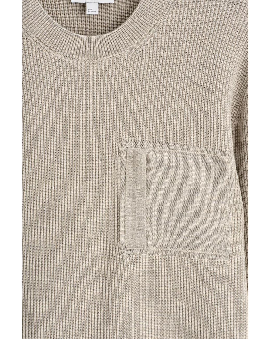 COS Natural Pocket-Detail Wool Crew-Neck Sweater for men