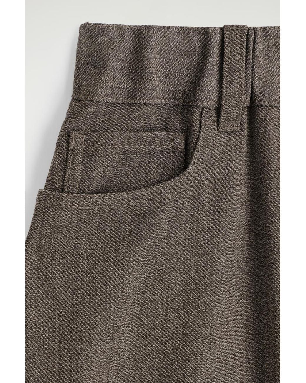 COS Brown Regular Wool-blend Wide-leg Trousers