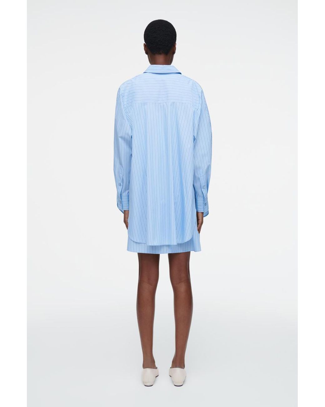COS Layered Striped Trapeze Shirt Dress in Blue | Lyst
