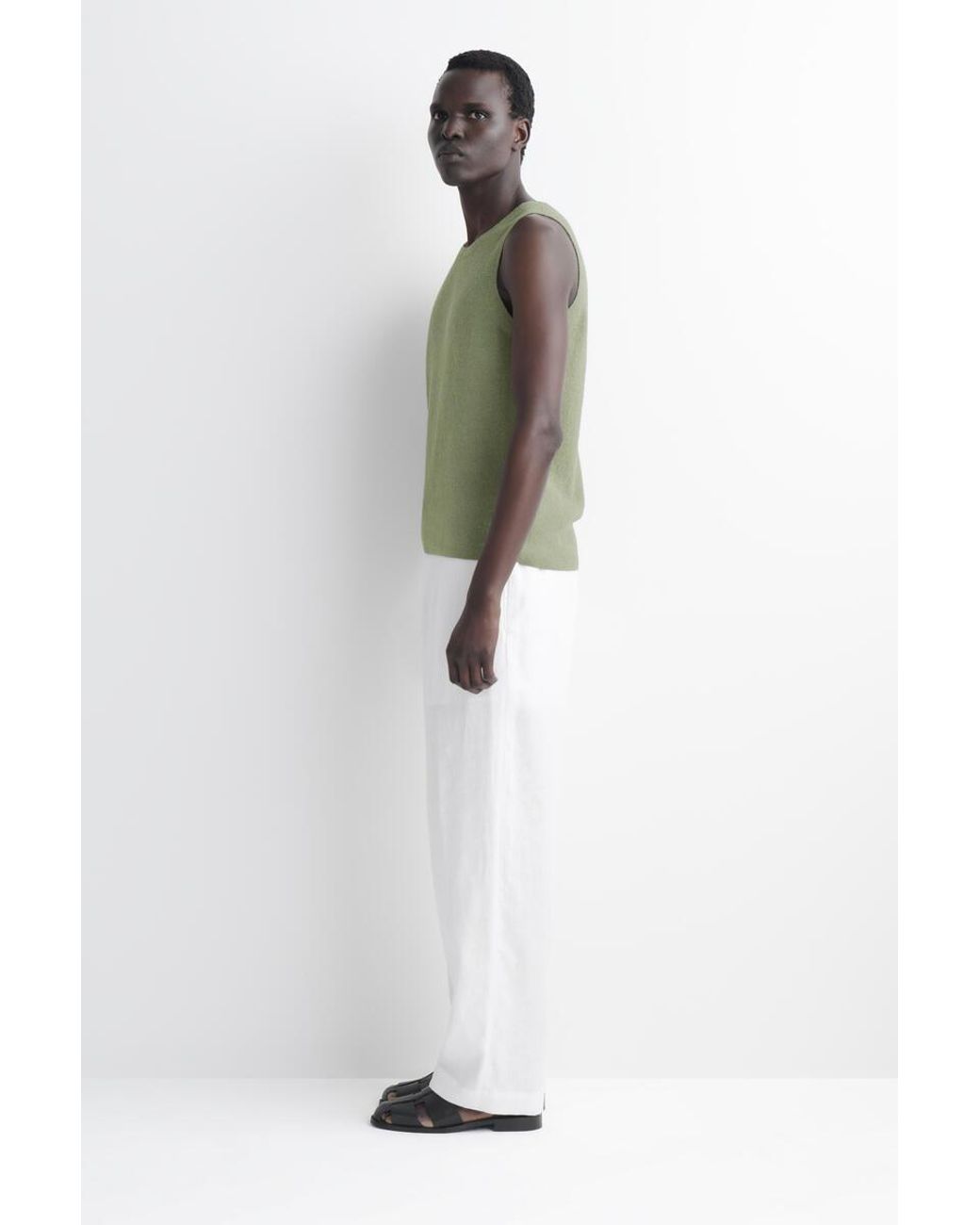 COS Green Bouclé-Knit Tank Top for men