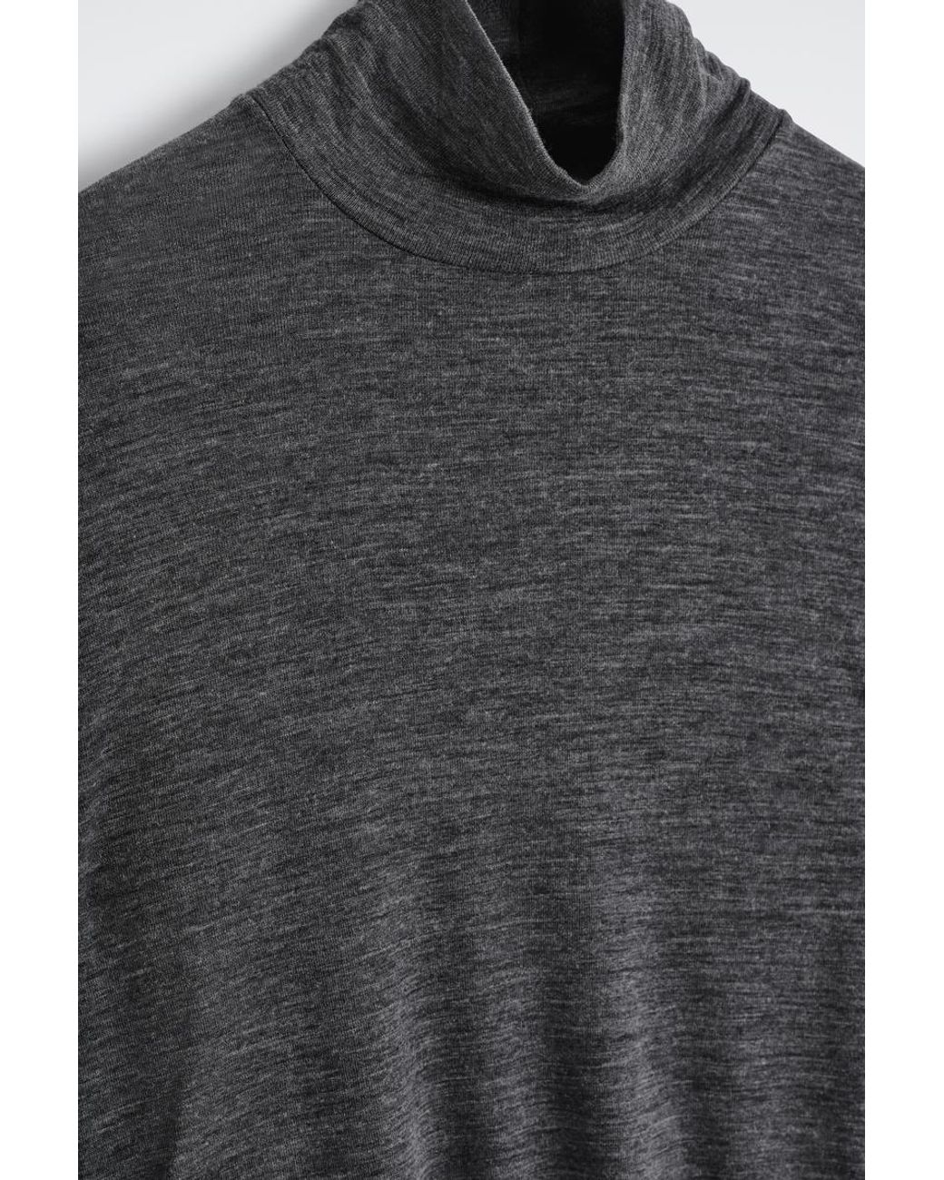 COS Gray Slim Wool-Jersey Roll Neck Top for men