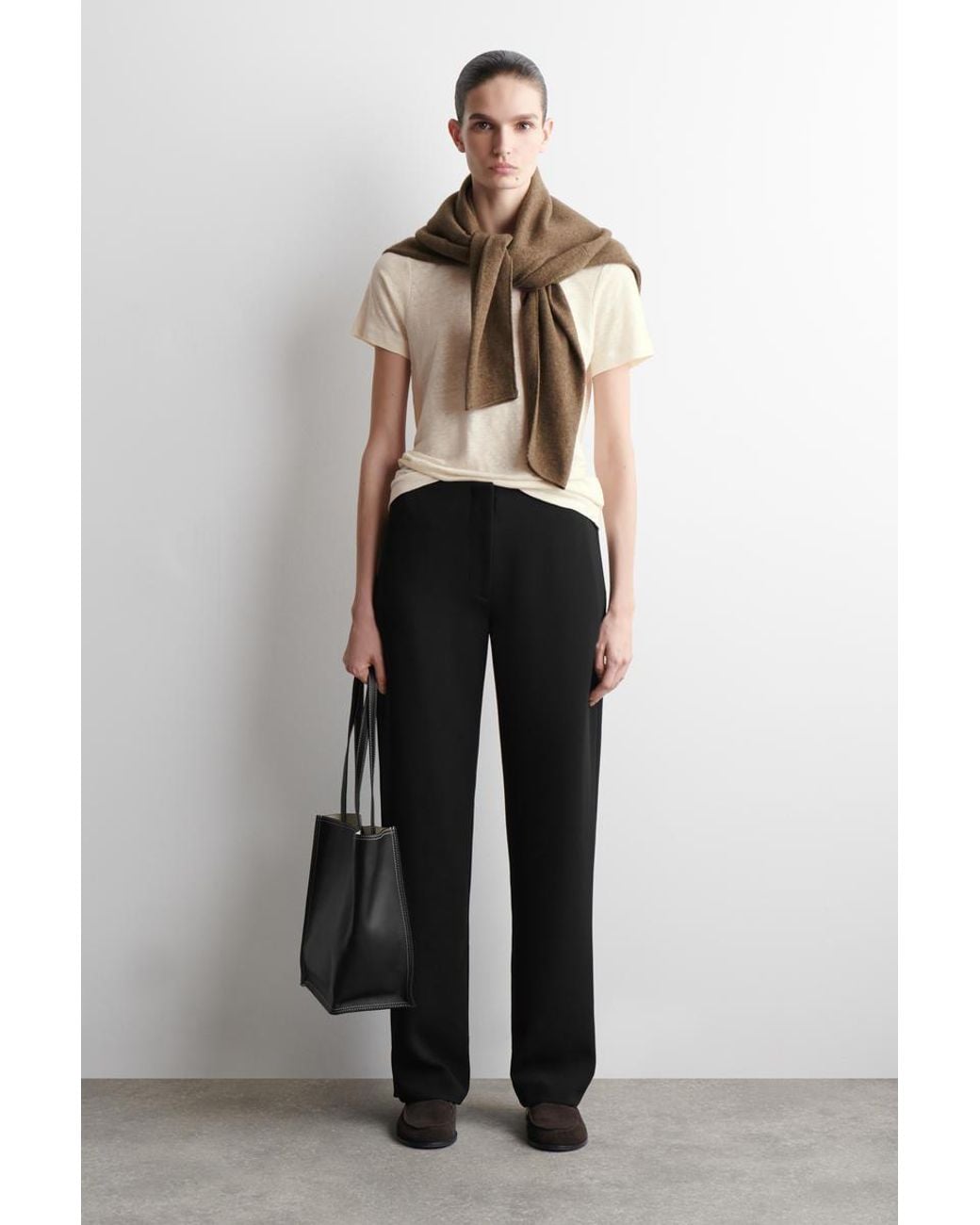 COS Natural Crew-Neck Linen T-Shirt