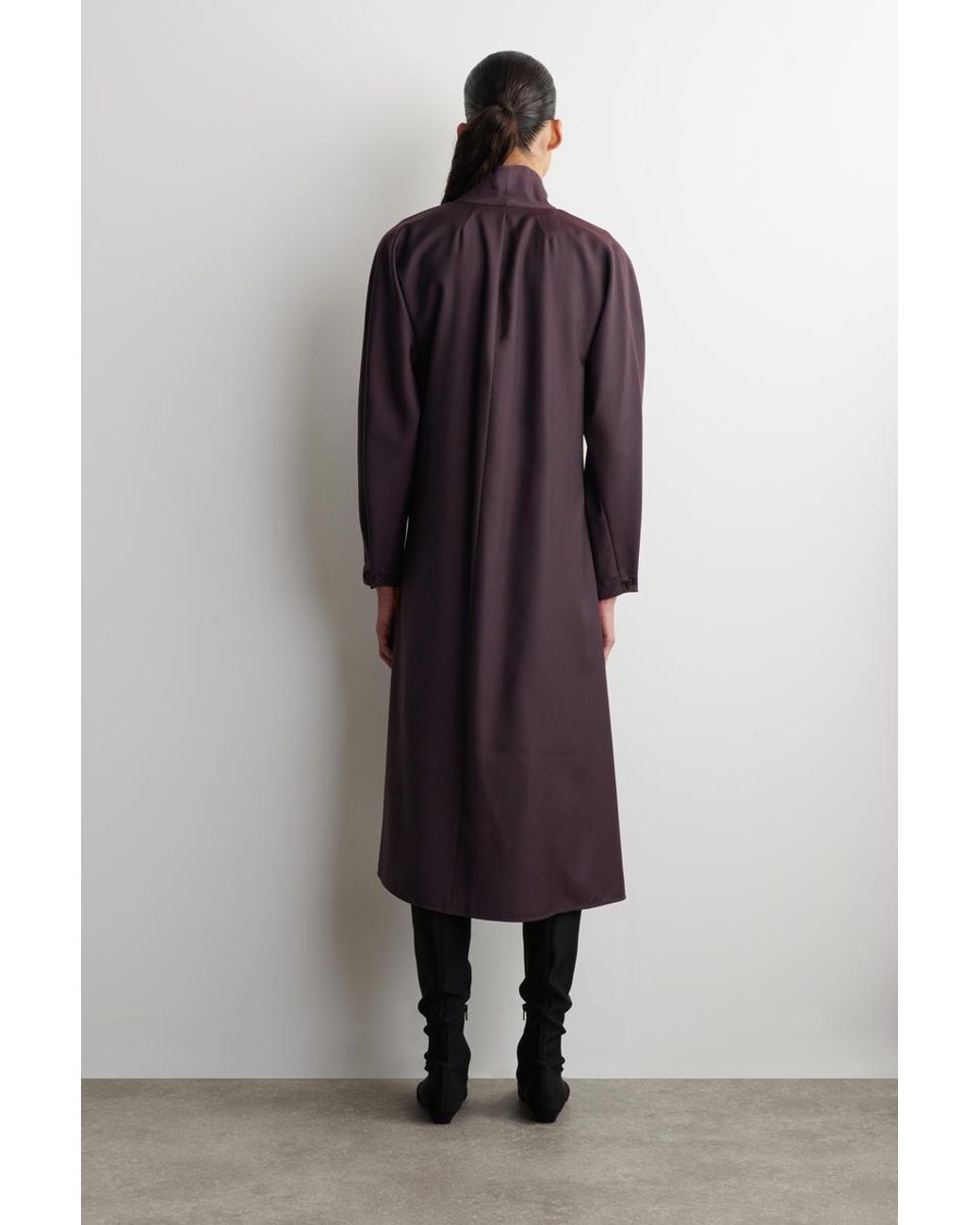 COS Purple Shawl-Collar Wool Wrap Dress