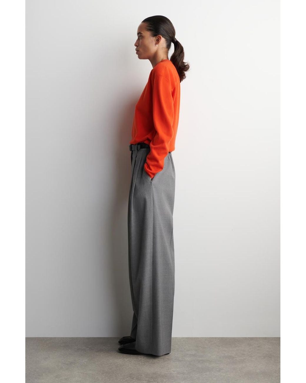 COS Orange Merino Wool Crew-Neck Sweater