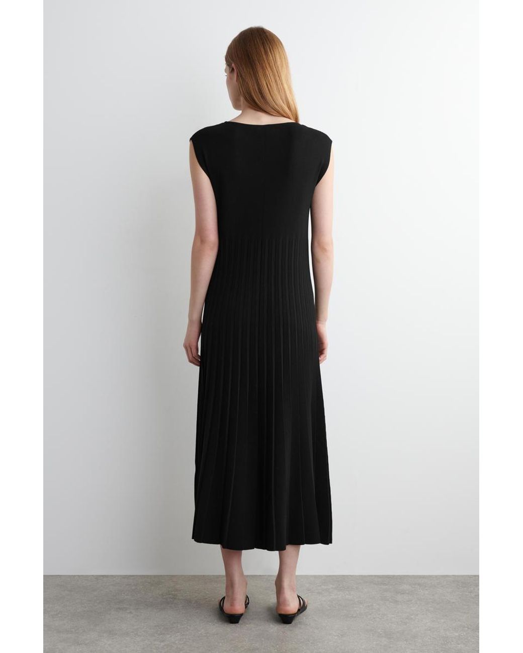 COS Black Knitted Pleated Maxi Dress