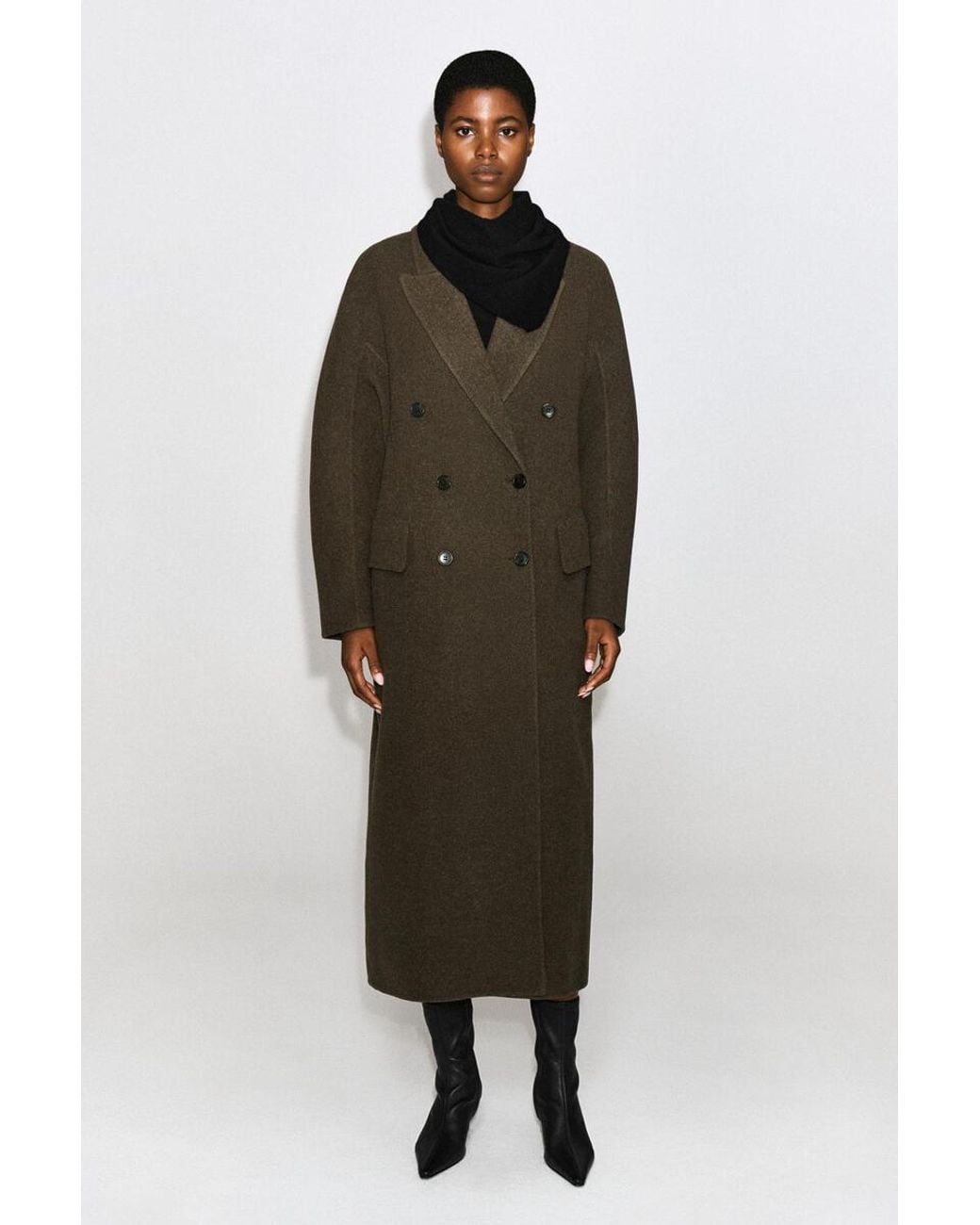 COS Green Tailored Double-Faced Wool Long Coat