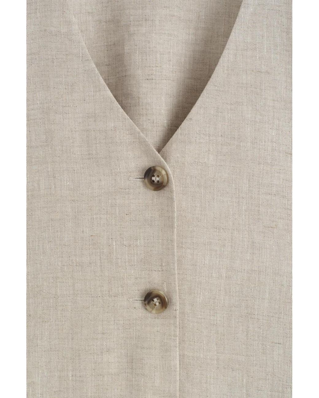 COS Natural Buttoned Linen Mini Dress