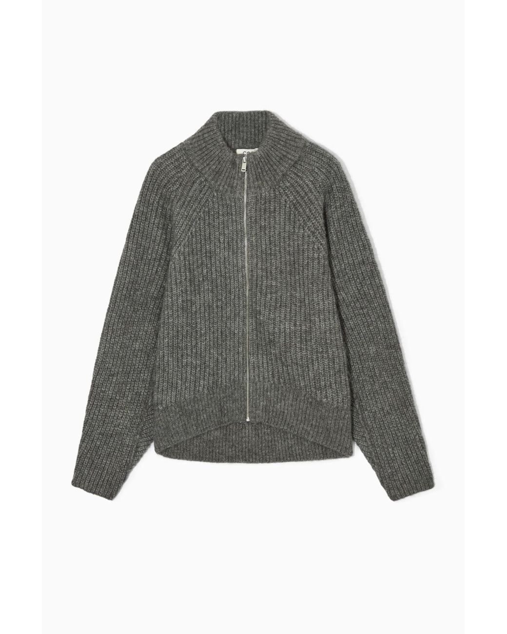 COS Alpaca-blend Zip-up Cardigan in Gray | Lyst