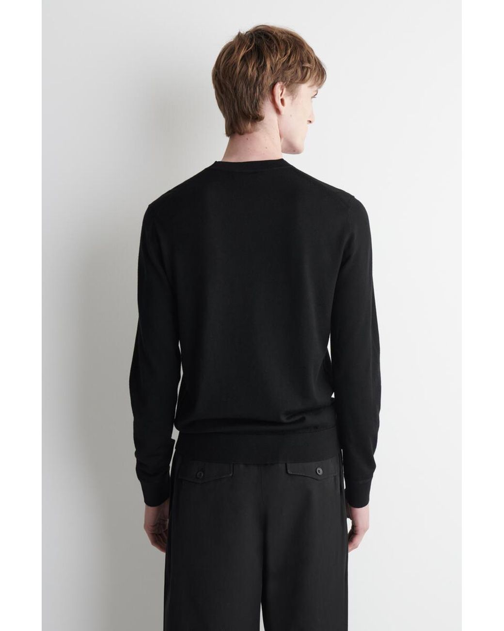 COS Black Slim Merino Wool Crew-Neck Jumper for men