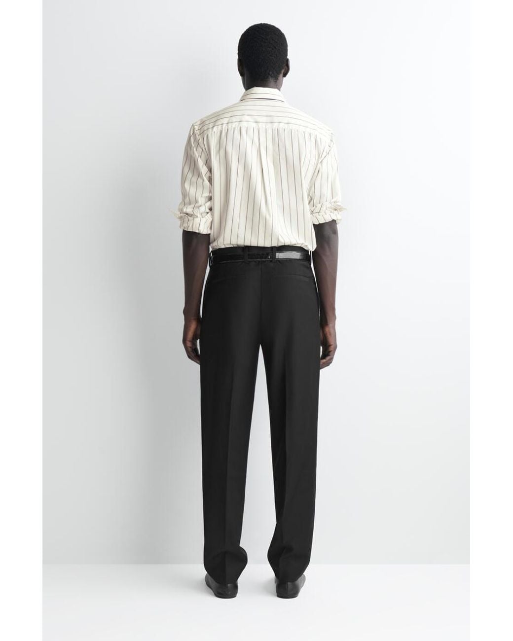 COS Black Wool Regular-Fit Straight-Leg Trousers for men