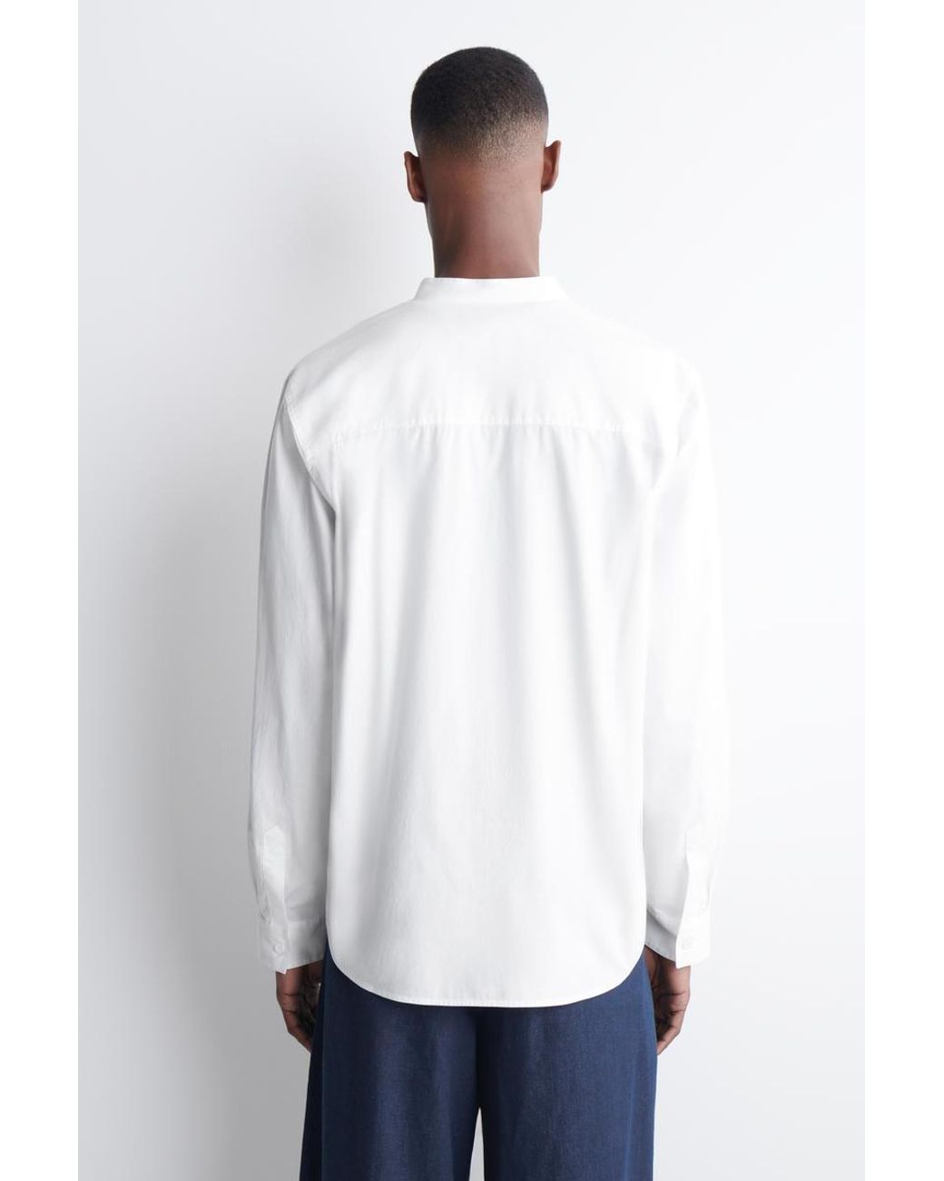 COS White Grandad-Collar Cotton Shirt for men