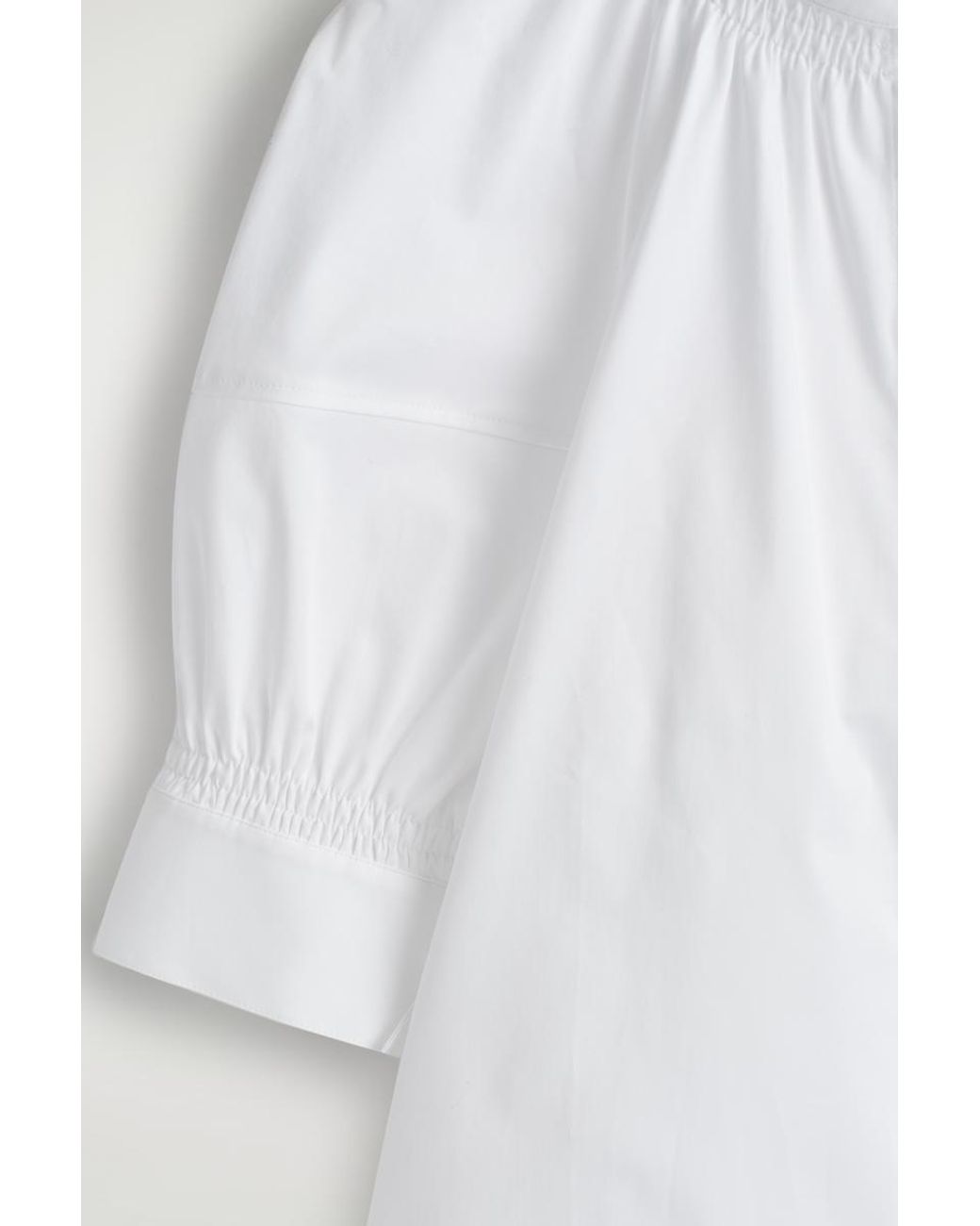 COS White Smocked Puff-Sleeve Blouse