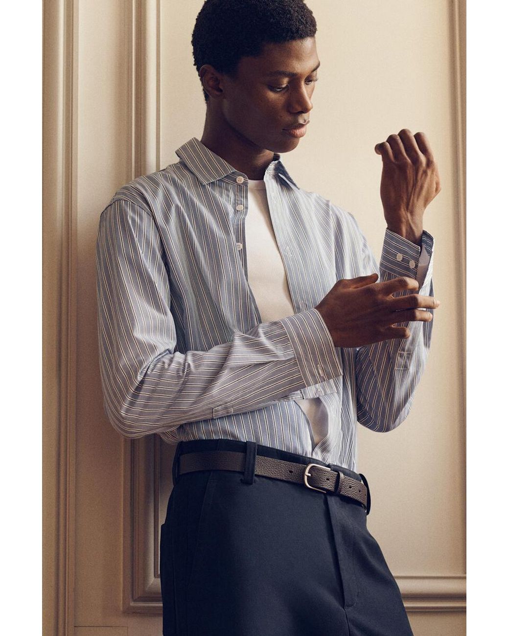 COS Blue Relaxed Striped Cotton Shirt for men