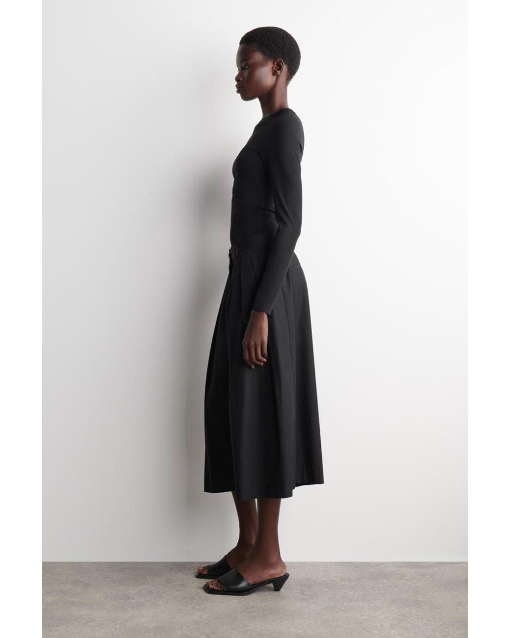 COS Black Pleated Cotton Pants