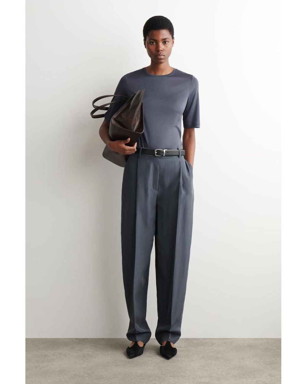 COS Blue Fluid Silk T-Shirt