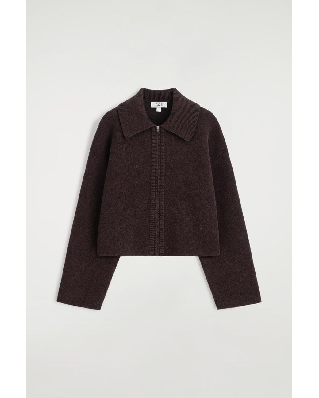 COS Black Cropped Knitted Merino Wool Jacket