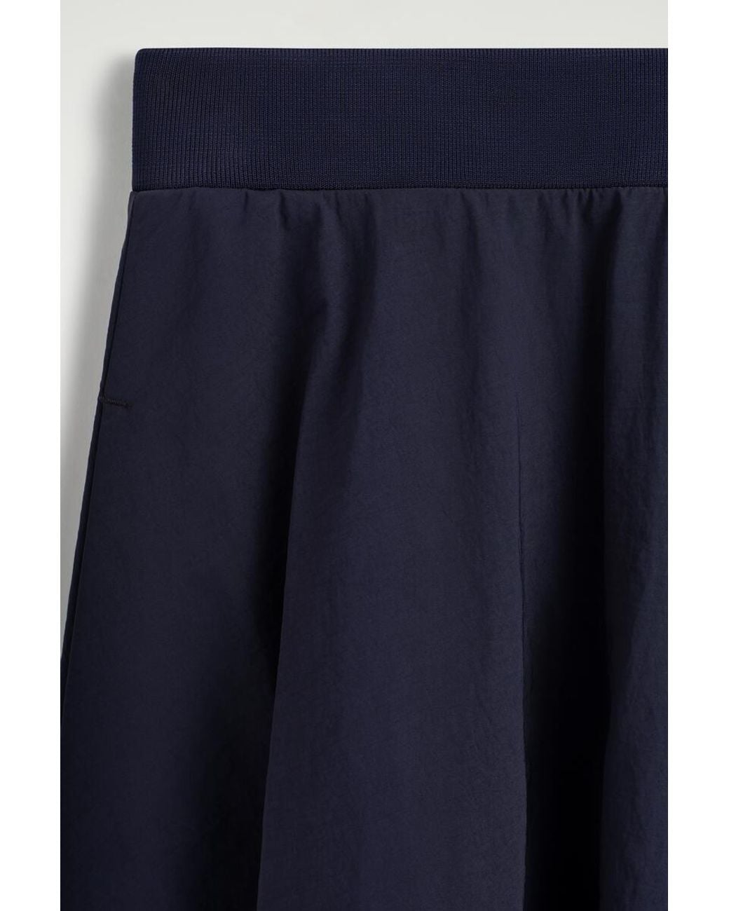 COS Blue Sculpted Nylon Midi Skirt