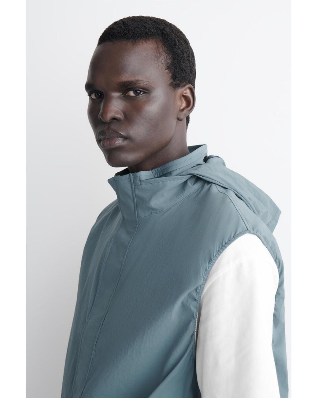 COS Blue Technical Water-Resistant Nylon Vest for men