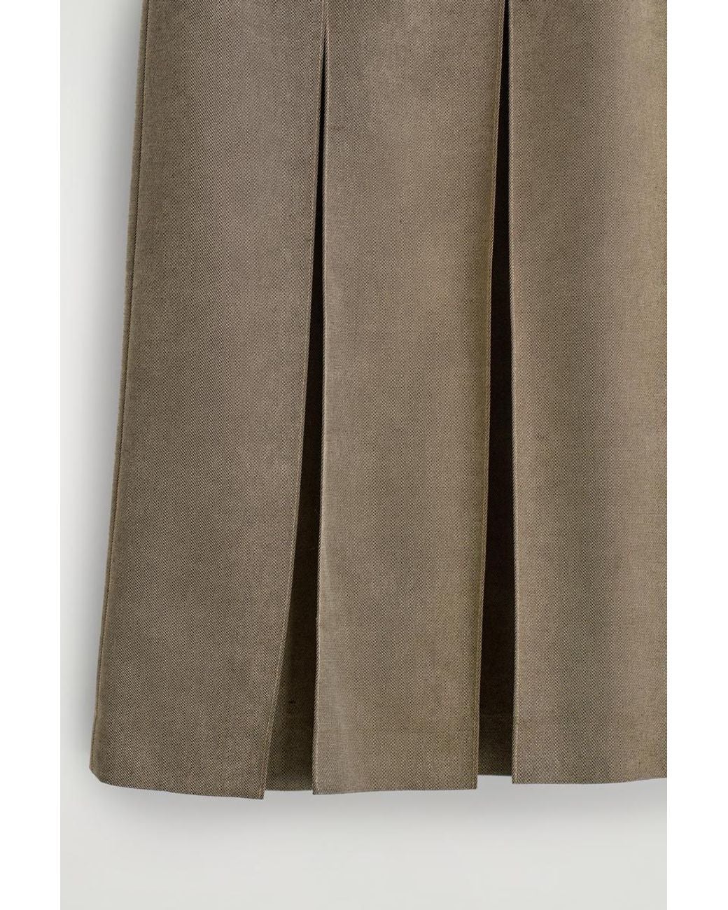 COS Gray Pleated Metallic Wool-Blend Skirt