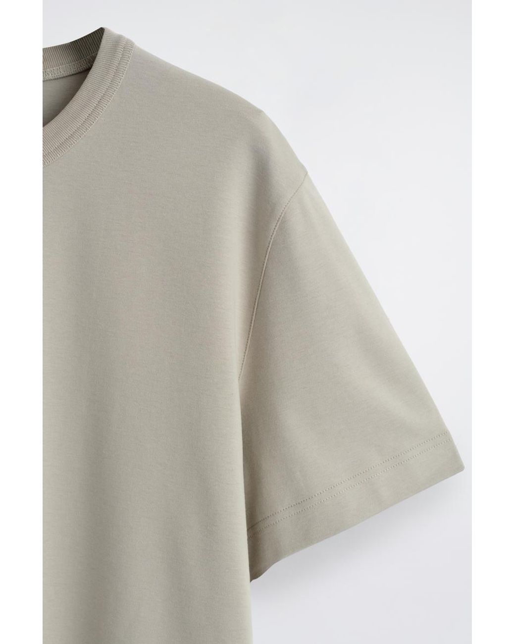 COS Gray Interlock Cotton Crew-Neck T-Shirt for men