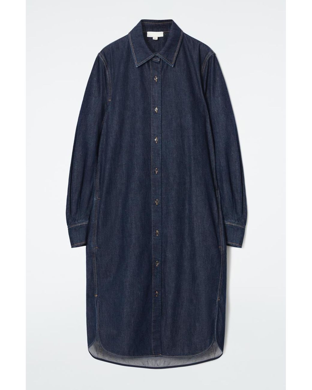 navy blue dress for baby girl COS Asymmetric Panelled Denim Midi Dress main image 1